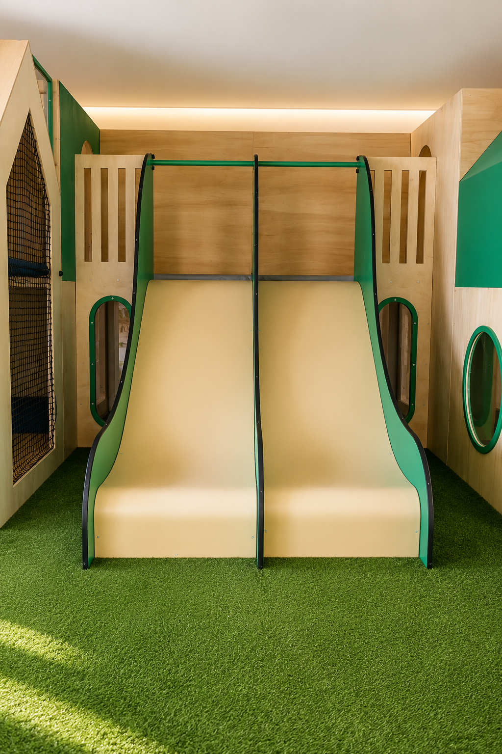 Escorregas duplos em madeira e HDPE kidUplay WoodPlay